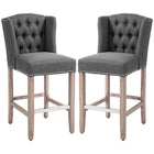 HOMCOM - Tabourets de bar rembourrés avec pieds en bois - gris charbon - paquet de 2-Lot de deux tabourets de bar hauteur comptoir au style classique pour rehausser vos bars 
