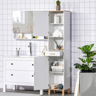 Kleankin Tall Slim Bathroom Storage Cabinet with Adjustable Shelf - White-Adjustable shelves meet your different storage needs   
