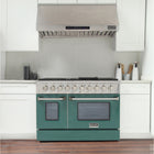 Kucht 48" KNG Series Pro Style Propane Gas Range - Stainless Steel/Green-Full stainless steel range with a professional handle for the ultimate cooking experience