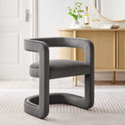 Modway - Winslow Performance Velvet Chaise d’accent en tonneau - Storm Grey-Dos ouvert