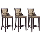 Manhattan Comfort - Tabouret de bar Fifth Avenue 19" traditionnel en similicuir bronze et noyer - lot de 3-Tabouret de bar traditionnel avec dossier parfait pour une utilisation au bar et dans la cuisine. Ensemble de 3