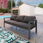Outsunny - Canapé d'extérieur 3 places en aluminium avec coussins, Gris foncé-Les coussins rembourrés épais offrent un confort supérieur 