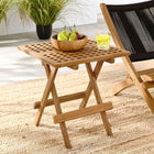 Modway Vienna Outdoor Patio Teak Wood Side Table - Natural-Square Grid Top