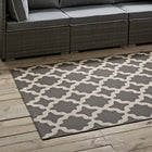 Modway - Cerelia Treillis marocains intérieurs et extérieurs Tapis de comédie 8 pi l x 10 pi L - Gris et beige-Dessous en caoutchouc de prise