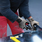 SHOWA S-TEX Microporous Embossed Nitrile A5 Cut Resistant Poly Glove - Knit HPPE/Stainless Steel Liner - Black/Grey - Large -Black coating on grey liner