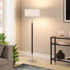 Hudson&Canal Simone 2-Light Floor Lamp with Fabric Shade - Matte Black/Polished Nickel/White-Clean with a soft, dry cloth and no harsh chemicals or abrasive cleaning materials