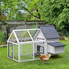 PawHut - Poulailler 65 po en bois, clapier pour poules, lapins, cage et enclos pour volailles-Toit résistant aux UV et aux intempéries protège vos animaux des conditions extérieures 