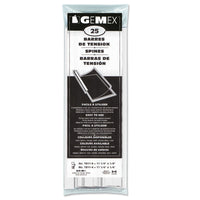 Gemex Slide Clamp Spines for Report Covers - Letter Size - 11" - 1/4" Capacity - White - 25 Pack-White spines