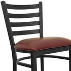 Flash Furniture - Tabouret de restaurant de la série HERCULES en métal noir avec dossier échelle - siège en vinyle bourgogne-Cadre en acier de calibre 18