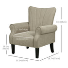 HOMCOM - Fauteuil d’appoint en tissu avec pieds en bois - accoudoirs roulés pour salon - beige-Conçu avec un pied réglable pour rester stable sur un sol irrégulier  
