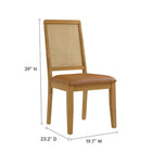 Modway - Arlo Cuir végétalien rembourré en faux rotin et bois Fauteuils d’accompagnement à manger Ensemble de 2 - Bronzage naturel naturel-Rembourrage en cuir végane