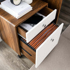 Modway Transmit Wood File Cabinet - Walnut White-Particleboard and MDF Construction