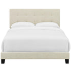 Modway Amira Upholstered Fabric Queen Bed - Beige-Wood Frame / LVL Slats / MDF Headboard