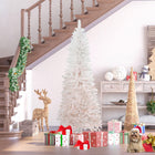 HOMCOM - Arbre de Noël artificiel de 5 pi avec base en métal rose et blanc-La forme de crayon ne prend pas beaucoup de place sur le sol ou sur la table, convient aux petites pièces ou à un deuxième arbre de Noël dans une entrée 