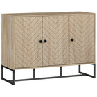 HOMCOM Modern 42.5" L Sideboard - Oak-Chevron pattern on four doors adds a striking visual appeal