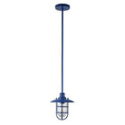 Hudson&Canal - Suspension lanterne Bay de 21 cm de large avec abat-jour en verre et métal - Bleu/transparent-Conception de chalet pour votre entrée, votre foyer ou votre cuisine