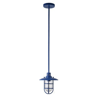 Hudson&Canal - Suspension lanterne Bay de 21 cm de large avec abat-jour en verre et métal - Bleu/transparent-Conception de chalet pour votre entrée, votre foyer ou votre cuisine