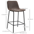 HOMCOM Counter Height Modern Kitchen Bar Stools - Coffee - 2 Pack-Lower footrest prevents legs from dangling
