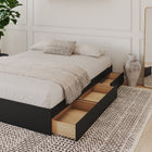Nexera 3-Drawer Storage Bed Frame - Queen Size - Black-Designed and made in Canada with CARB II/FSC Certified particle board and MDF materials.  Ships in 24-48H from order date. Assembly required