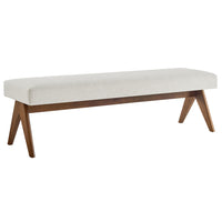 Modway Lyra 63" Fabric Upholstered Bench - Ivory-Woven Heathered Fabric Upholstery