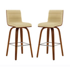 Armen Living - Vienna Tabouret de Bar Pivotant de 66 cm de Hauteur de Comptoir en Finition Bois Noyer avec Similicuir Crème-9