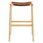 Modway - Saoirse Cuir Tabouret de bar en bois - Brun naturel - Ensemble de 2-8