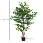 HOMCOM 5' Artificial Ficus Trees for Indoor Home Decor - Green - 2 Pack-PE moss and cement soil are included, making them more stable and real 