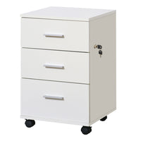Vinsetto 3-Drawer Letter/A4 Filing Cabinet with Lock & Wheels - White-3 drawers store your office supplies
