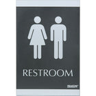 Headline Sign Century Series ADA Sign, "Restroom"-Contemporary-look silver-on-black design with raised pictograms and Braille messaging