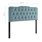 Modway Annabel Diamond Tufted Performance Velvet Queen Headboard - Light Blue-Velvet Polyester Upholstery
