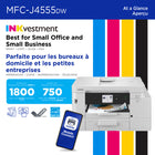 Brother - MFC-J4555DW Imprimante tout-en-un à jet d’encre couleur sans fil INKvestment Tank avec écran couleur de 2,7 po et bacs à papier-Technologie innovante. Améliorez votre flux de travail grâce à Wi-Fi DirectMD, qui vous permet d’imprimer sans fil et sans connexion à un réseau externe