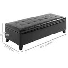 HOMCOM - Banc ottoman de rangement avec pieds en bois massif - noir-Utilise du PU et une éponge ignifugés, assurant une sécurité accrue et une tranquillité d'esprit 