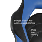 Emerge Vortex Bonded Leather Gaming Chair - Black/Blue-Seat dimensions: 22"W x 18.6"D x 17.9-21.6"H