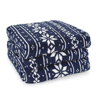 BIOS Living Micro Plush Heated Throw - Navy Fairisle-Warm, Comfortable, Beautiful