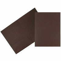 JAM Paper Two-Pocket Textured Linen Business Folders - Chocolate Brown - 6 Pack-Chocolate Brown Linen Folder