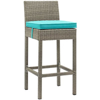Modway - Conduit Terrasse extérieure Rotin en osier Tabouret de bar - Turquoise gris clair-Tabouret de bar extérieur moderne