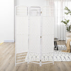 HOMCOM 3 Panel Wave Fiber Freestanding Room Divider for Home Office - White-The solid wood frame ensures durability
