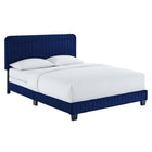 Modway Celine Channel Tufted Performance Velvet King Bed - Navy-Channel Tufted Headboard