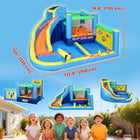 Qaba Inflatable 8-in-1 Bouncy Castle for Kids, with Slide, Splash Pool, Climbing Wall, Balls, Blower-Robust fabric and reinforced stitching keep it strong
