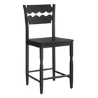 Modway Jax Oak Wood Counter Stool With Wavy Razor Back - Black-Solid Oak Counter Stool