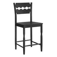 Modway Jax Oak Wood Counter Stool With Wavy Razor Back - Black-Solid Oak Counter Stool