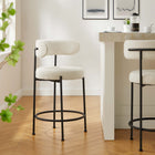 Modway Albie Boucle Fabric Counter Stools - Ivory/Black - 2 Pack-Adjustable Non-Marking Foot Pins
