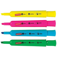 Staples Chisel Tip Tank-Style Highlighters - Assorted Colours - 12 Pack-Chisel tip offers both fine and broad highlighting