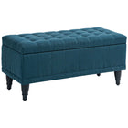 HOMCOM Flip Top Storage Ottoman Bench for End of Bed - Blue-Elegant and chic, this bench enhances any living space 