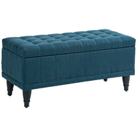 HOMCOM Flip Top Storage Ottoman Bench for End of Bed - Blue-Elegant and chic, this bench enhances any living space 