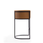 Manhattan Comfort Cosmopolitan 23.7" Mid-Century Modern Faux Leather Upholstered Bar Stool - Camel and Black - 2 Pack-Seat Height: 29.5"