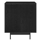 Hudson&Canal Whitman 28"W Accent Cabinet - Black Grain-Features two textured PVC swing-out doors, adjustable center shelf, and a cable management cut-out