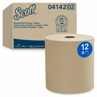 Scott - Essuie-mains en rouleaux durs en fibres recyclées à 100  percent - Mandrin de 1,5 po - avec technologie Absorbency Pockets - Naturels - Paquet de 12-800 pieds par rouleau