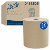 Scott - Essuie-mains en rouleaux durs en fibres recyclées à 100  percent - Mandrin de 1,5 po - avec technologie Absorbency Pockets - Naturels - Paquet de 12-800 pieds par rouleau