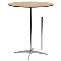 Flash Furniture – Table de salon ronde en bois, 36 po, pattes de 30 po et 42 po, bois de bouleau-Table cocktail